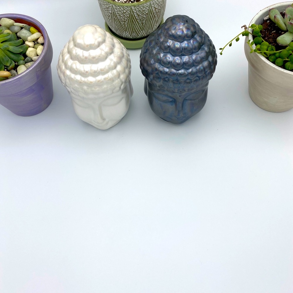 Buddha Head Zen Decor in Pearly White Ceramic ** last one** - Picture 3 of 4